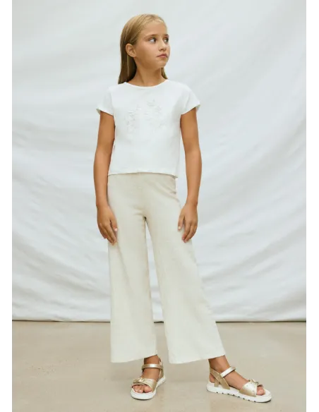 Pantalon largo imitacion lino - Lino      