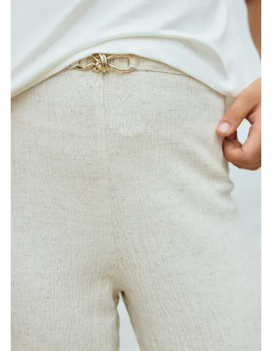 Pantalon largo imitacion lino - Lino      