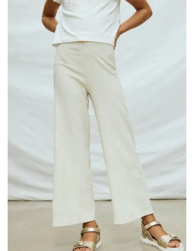 Pantalon largo imitacion lino - Lino      