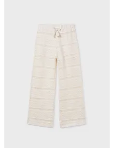 Pantalon largo tipo crochet - Hueso     