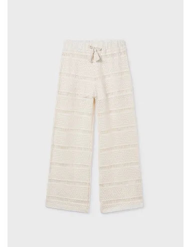 Pantalon largo tipo crochet - Hueso     