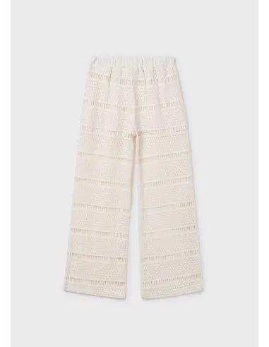 Pantalon largo tipo crochet - Hueso     