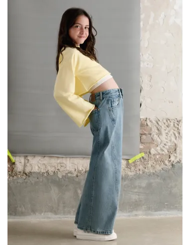 Pantalon largo tejano wide le - Medio     