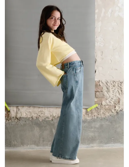 Pantalon largo tejano wide le - Medio     