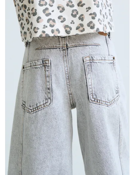 Pantalon largo tejano wide le - Gris      