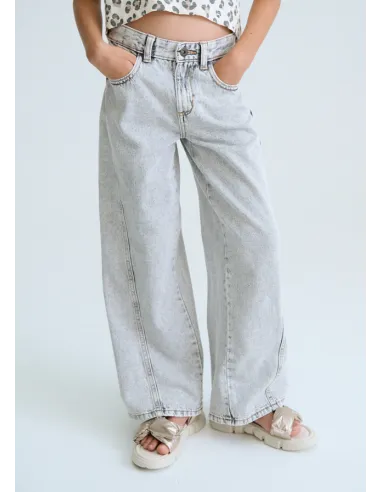 Pantalon largo tejano wide le - Gris      