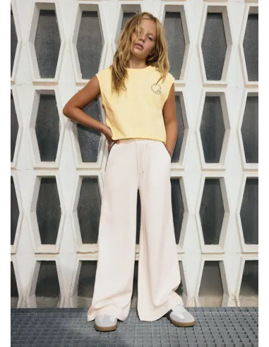 Pantalon largo punto - Hueso     