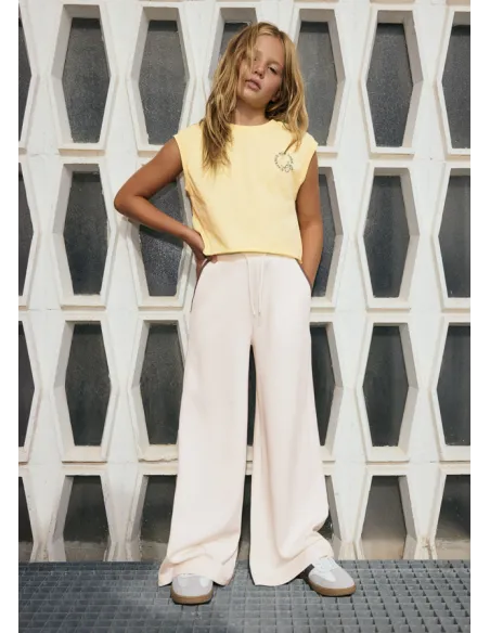 Pantalon largo punto - Hueso     