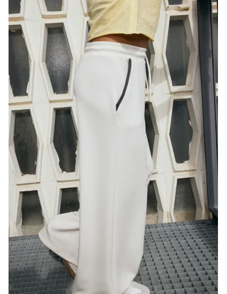 Pantalon largo punto - Hueso     