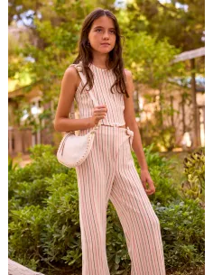 Conj. pantalon largo rayas - Crd-coral 
