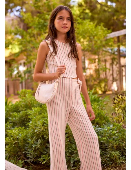 Conj. pantalon largo rayas - Crd-coral 