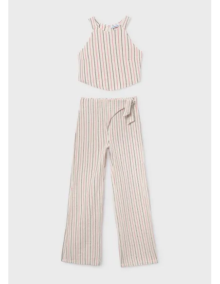Conj. pantalon largo rayas - Crd-coral 