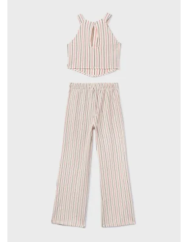 Conj. pantalon largo rayas - Crd-coral 