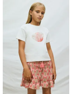 Falda estampada - Coral     