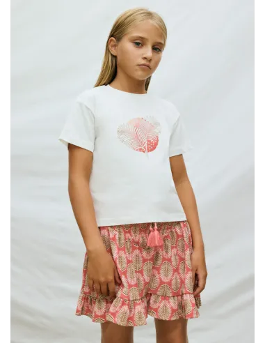 Falda estampada - Coral     