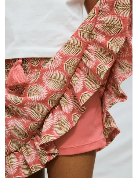 Falda estampada - Coral     