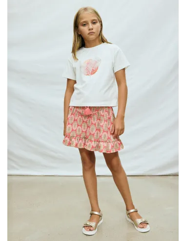 Falda estampada - Coral     
