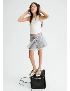 Falda pantalon tejana - Gris      