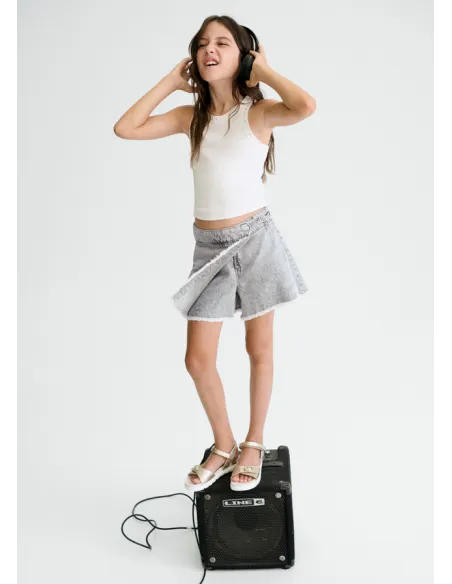 Falda pantalon tejana - Gris      