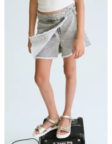 Falda pantalon tejana - Gris      