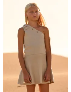 Conj. falda tricot ojetes - Arena     