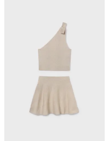 Conj. falda tricot ojetes - Arena     