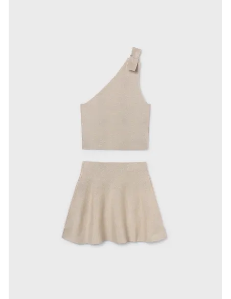 Conj. falda tricot ojetes - Arena     