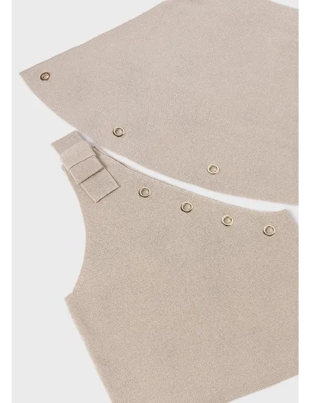 Conj. falda tricot ojetes - Arena     