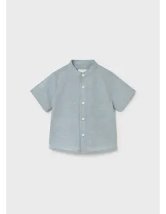 Camisa m/c lino cuello mao - Jade      