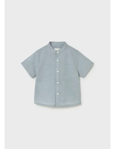 Camisa m/c lino cuello mao - Jade      