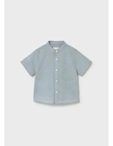 Camisa m/c lino cuello mao - Jade      