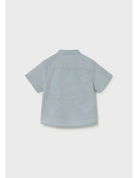 Camisa m/c lino cuello mao - Jade      
