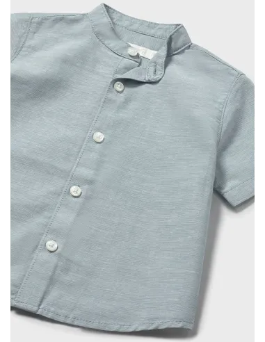 Camisa m/c lino cuello mao - Jade      