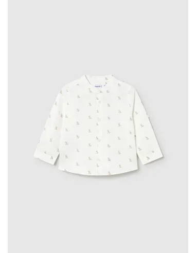 Camisa m/l lino cuello mao - Nata      