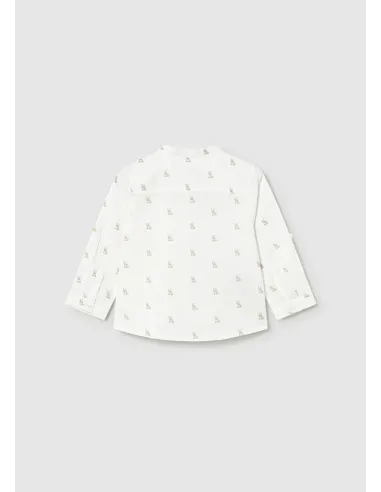 Camisa m/l lino cuello mao - Nata      