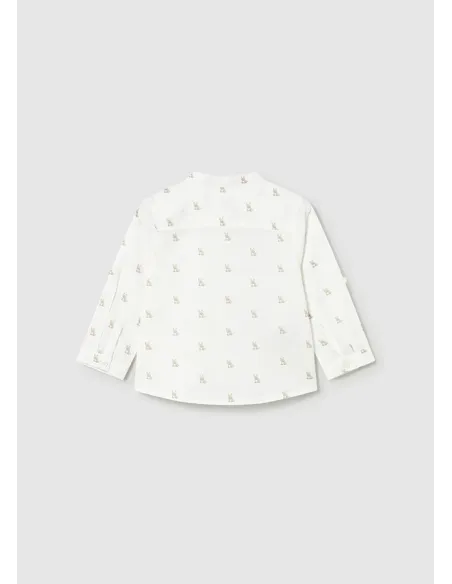 Camisa m/l lino cuello mao - Nata      