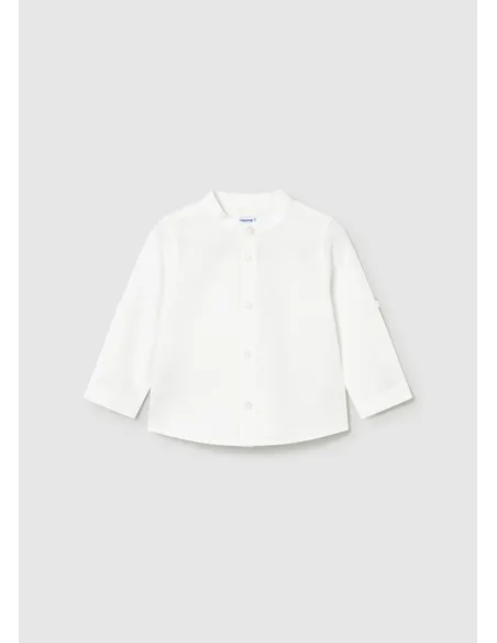 Camisa m/l lino cuello mao - Blanco    