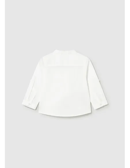 Camisa m/l lino cuello mao - Blanco    