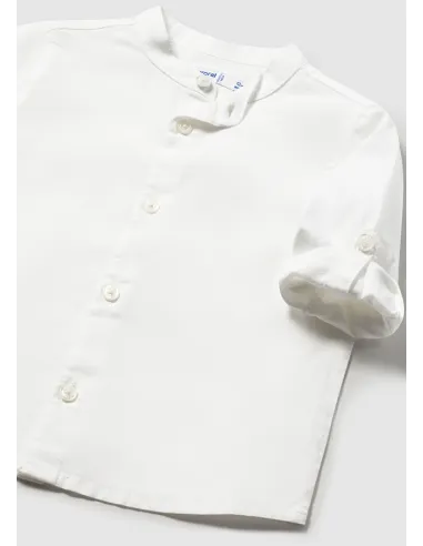 Camisa m/l lino cuello mao - Blanco    