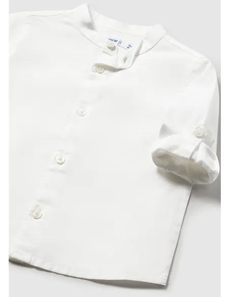 Camisa m/l lino cuello mao - Blanco    