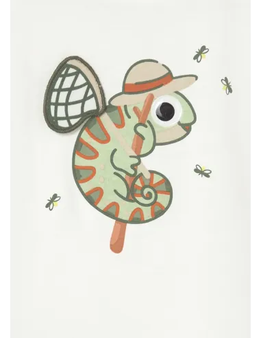 Camiseta m/c apliques play - Nata      