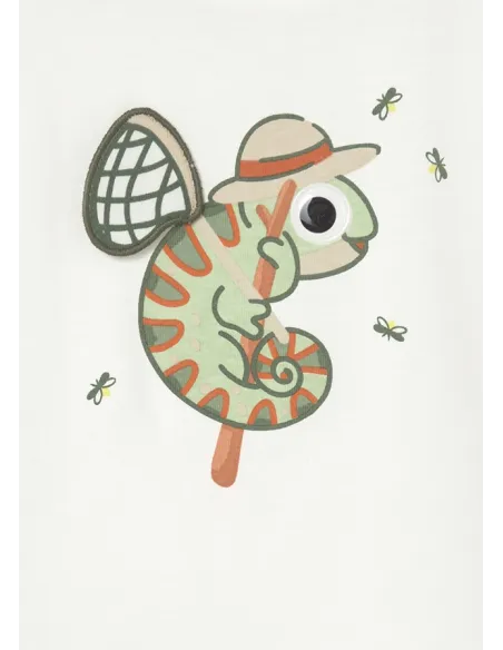 Camiseta m/c apliques play - Nata      