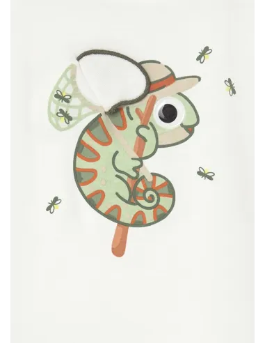 Camiseta m/c apliques play - Nata      