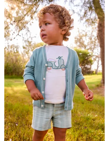 Conj. bermuda lino aplique - Jade      