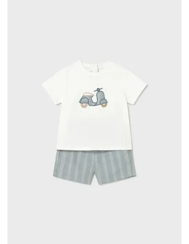 Conj. bermuda lino aplique - Jade      