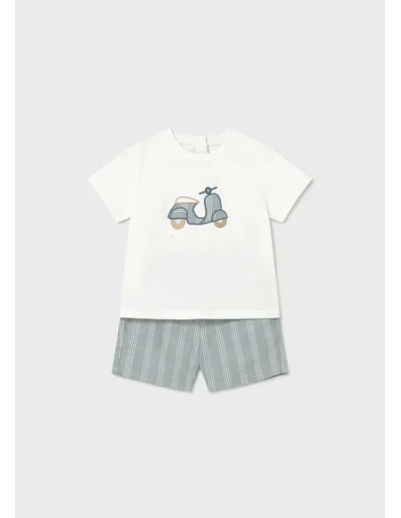 Conj. bermuda lino aplique - Jade      