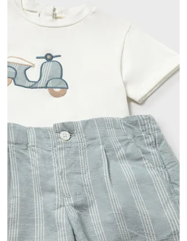 Conj. bermuda lino aplique - Jade      