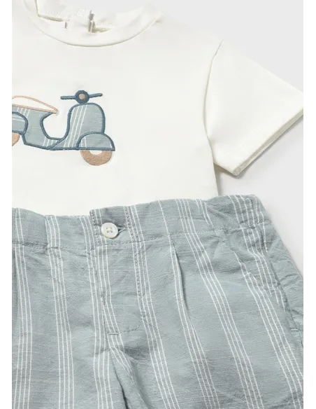 Conj. bermuda lino aplique - Jade      