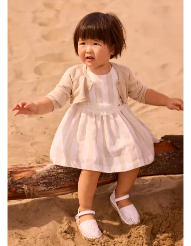 Vestido rayas fajin - Avellana  