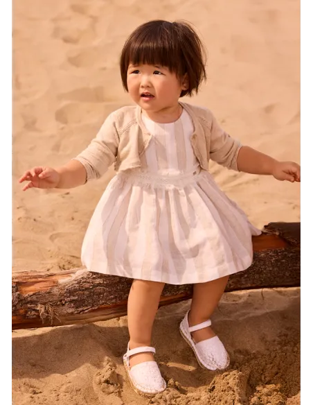 Vestido rayas fajin - Avellana  